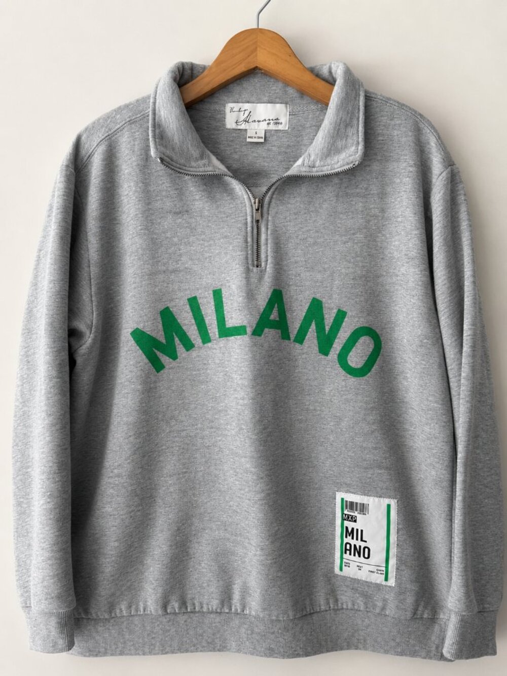 Vintage Havana Milano Italy Quarter Zip Sweatshirt Gray Green Size S